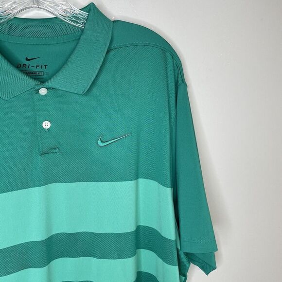 NIKE Shirt Mens XL Dri-Fit Green Performance Polo Standard-Fit Golf - Picture 2 of 7